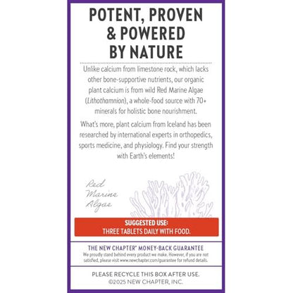 New Chapter Calcium Supplement – Knochenstärke auf pflanzlicher Basis, USDA Bio, mit Magnesium, Vitamin D3+K2, für Knochengesundheit & Gelenkbeweglichkeit, Herzunterstützung, 905 mg Dosis – 60 schlanke Tabletten
