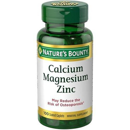 Nature's Bounty Calcium Magnesium & Zink Kapseln, Immun- und Knochengesundheit, Tägliches Nahrungsergänzungsmittel, 1000 mg Calcium, 400 mg Magnesium, 600 IE Vitamin D, Glutenfrei, 100 Kapseln