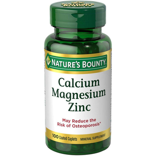 Nature's Bounty Calcium Magnesium & Zink Kapseln, Immun- und Knochengesundheit, Tägliches Nahrungsergänzungsmittel, 1000 mg Calcium, 400 mg Magnesium, 600 IE Vitamin D, Glutenfrei, 100 Kapseln