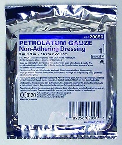 McKesson Performance Petrolatum-Getränkte Gaze 3"x9" steril – Box mit 12 Stück – Modell 61-20056