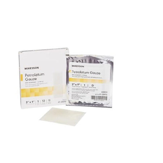 McKesson Performance Petrolatum-Getränkte Gaze 3"x9" steril – Box mit 12 Stück – Modell 61-20056
