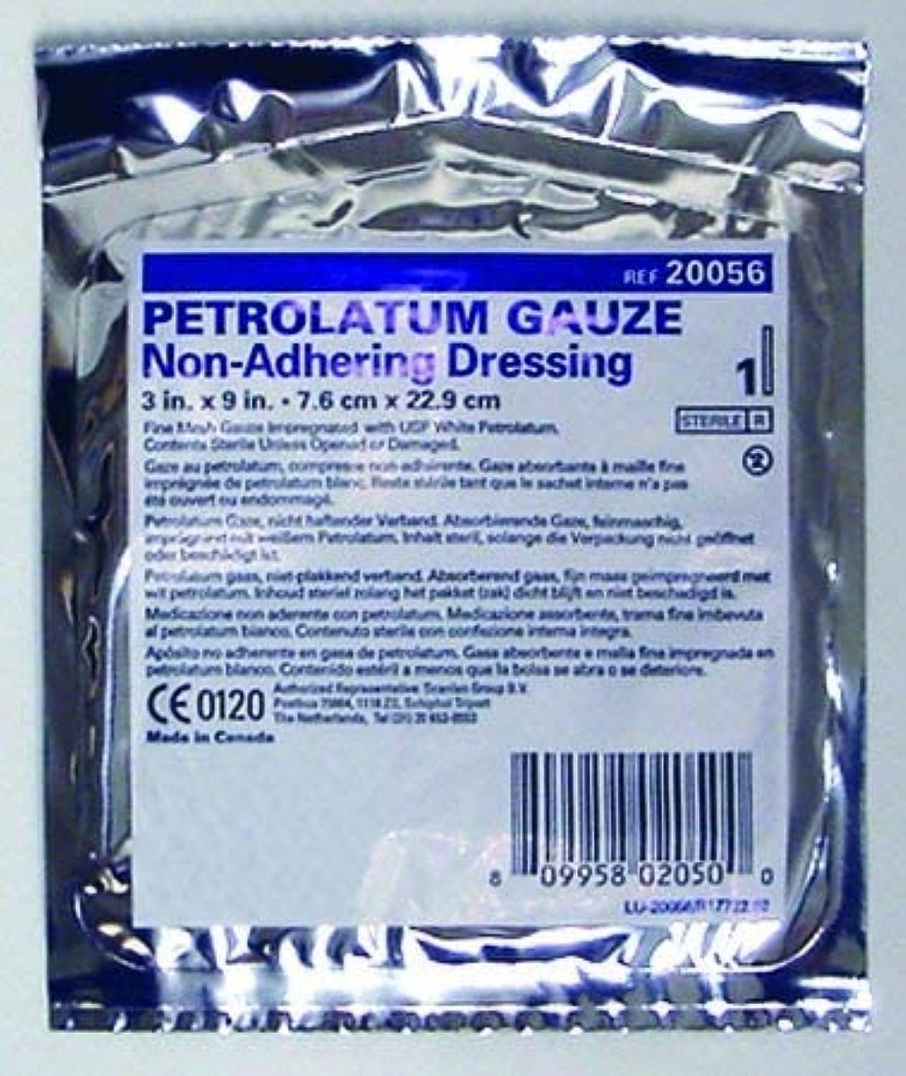 McKesson Performance Petrolatum-Getränkte Gaze 3"x9" steril – Box mit 12 Stück – Modell 61-20056