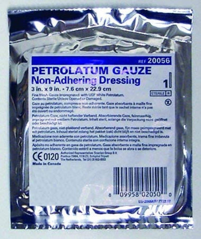 McKesson Performance Petrolatum-Getränkte Gaze 3"x9" steril – Box mit 12 Stück – Modell 61-20056