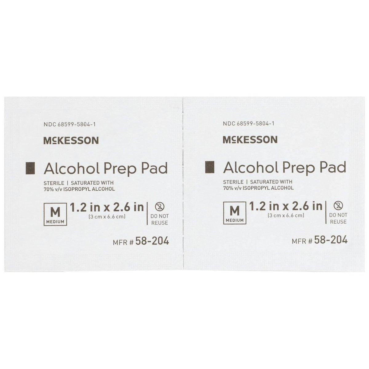 McKesson Alkoholtupfer, (200 Stück) – steril, einzeln verpackte Tücher, 70% Isopropylalkohol, mittlere Größe, 2-lagig, medizinische Qualität, Erste Hilfe, 1 Box