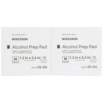 McKesson Alkoholtupfer, (200 Stück) – steril, einzeln verpackte Tücher, 70% Isopropylalkohol, mittlere Größe, 2-lagig, medizinische Qualität, Erste Hilfe, 1 Box