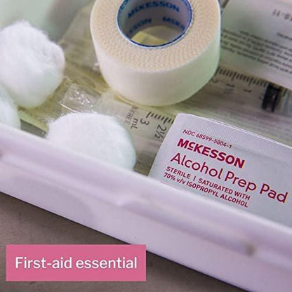 McKesson Alkoholtupfer, (200 Stück) – steril, einzeln verpackte Tücher, 70% Isopropylalkohol, mittlere Größe, 2-lagig, medizinische Qualität, Erste Hilfe, 1 Box