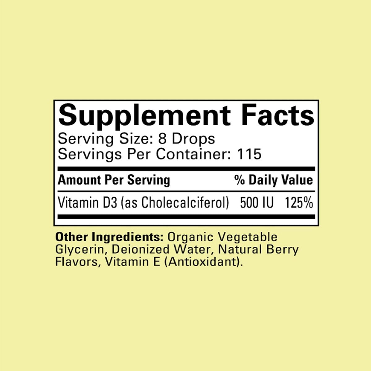 CHILDLIFE ESSENTIALS Baby Vitamin D3 Tropfen für Säuglinge, Kinder & Kleinkinder – Flüssige Vitamin-D-Tropfen, 500 IE pro Portion, Unterstützung für Immunsystem & Knochengesundheit, Natürlicher Beerengeschmack – 30 ml (1 Flasche)