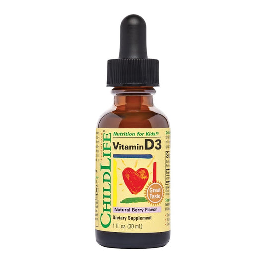 CHILDLIFE ESSENTIALS Baby Vitamin D3 Tropfen für Säuglinge, Kinder & Kleinkinder – Flüssige Vitamin-D-Tropfen, 500 IE pro Portion, Unterstützung für Immunsystem & Knochengesundheit, Natürlicher Beerengeschmack – 30 ml (1 Flasche)