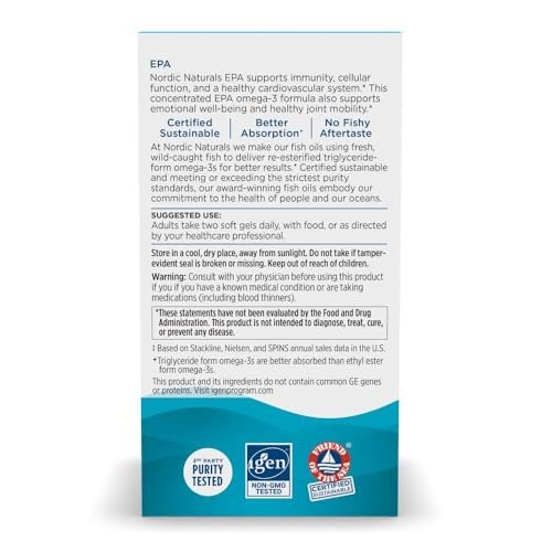 Nordic Naturals EPA, Zitrone - 60 Weichkapseln - 1210 mg Omega-3 - Hochdosierte EPA-Formel für positive Stimmung, Herzgesundheit & gesunde Immunabwehr - 30 Portionen