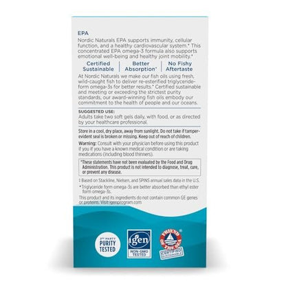 Nordic Naturals EPA, Zitrone - 60 Weichkapseln - 1210 mg Omega-3 - Hochdosierte EPA-Formel für positive Stimmung, Herzgesundheit & gesunde Immunabwehr - 30 Portionen