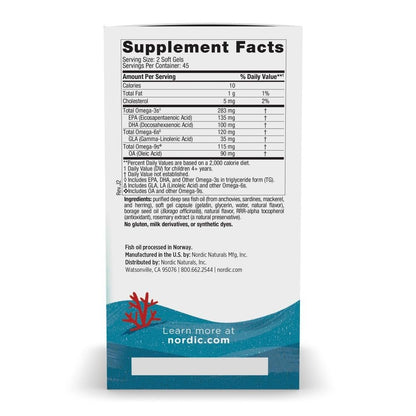Nordic Naturals Complete Omega Jr., Zitrone - 90 Mini-Weichkapseln - 283 mg Omega-3 & 35 mg GLA - Unterstützt gesunde Kognition und Nervensystemfunktion - Non-GMO - 45 Portionen