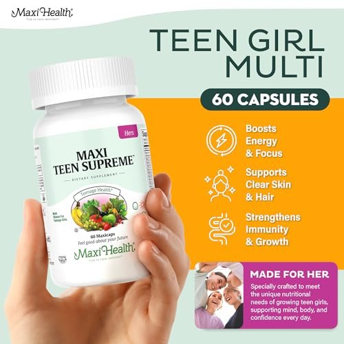 Teen Vitamine für Mädchen 12-17 – Teen Multivitamin Supreme mit Vitamin D3, Eisen, Calcium, Biotin, Verdauungsenzymen – Multivitamin für Teenager-Mädchen für Energie, Immunsystem & Stimmungsunterstützung – 60 Kapseln
