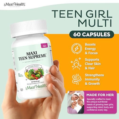 Teen Vitamine für Mädchen 12-17 – Teen Multivitamin Supreme mit Vitamin D3, Eisen, Calcium, Biotin, Verdauungsenzymen – Multivitamin für Teenager-Mädchen für Energie, Immunsystem & Stimmungsunterstützung – 60 Kapseln