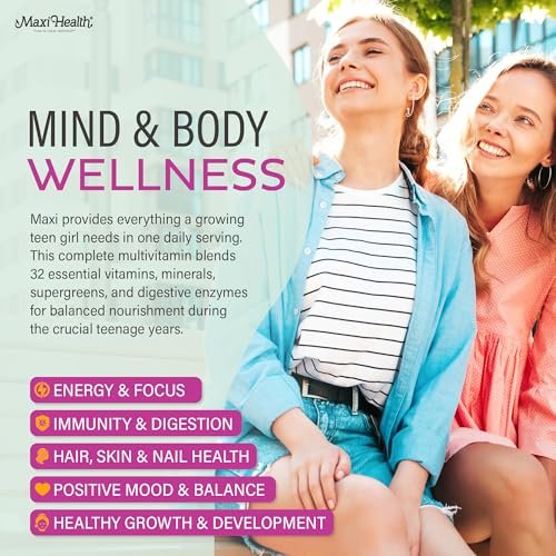 Teen Vitamine für Mädchen 12-17 – Teen Multivitamin Supreme mit Vitamin D3, Eisen, Calcium, Biotin, Verdauungsenzymen – Multivitamin für Teenager-Mädchen für Energie, Immunsystem & Stimmungsunterstützung – 60 Kapseln