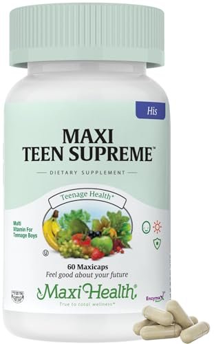 Teen Multivitamin Supreme für Jungen 12-17 – Multivitamin für Teenager mit Vitamin D3, Eisen, Calcium, Biotin, Verdauungsenzymen – 60 Kapseln