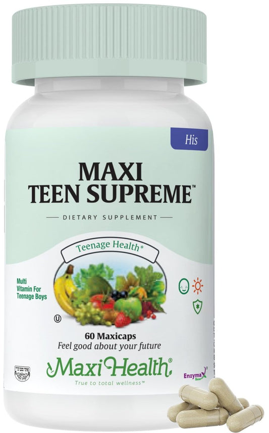 Teen Multivitamin Supreme für Jungen 12-17 – Multivitamin für Teenager mit Vitamin D3, Eisen, Calcium, Biotin, Verdauungsenzymen – 60 Kapseln