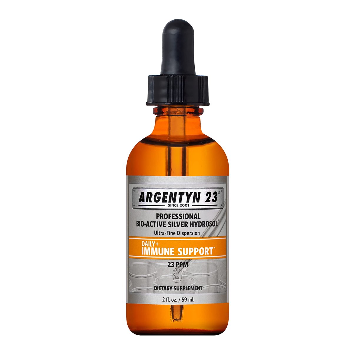 Argentyn 23 Professionelle Immununterstützung - Kolloidales Silber, Bioaktives Silberhydrosol, 23 ppm, Flüssigkeit mit Pipette, 59 ml
