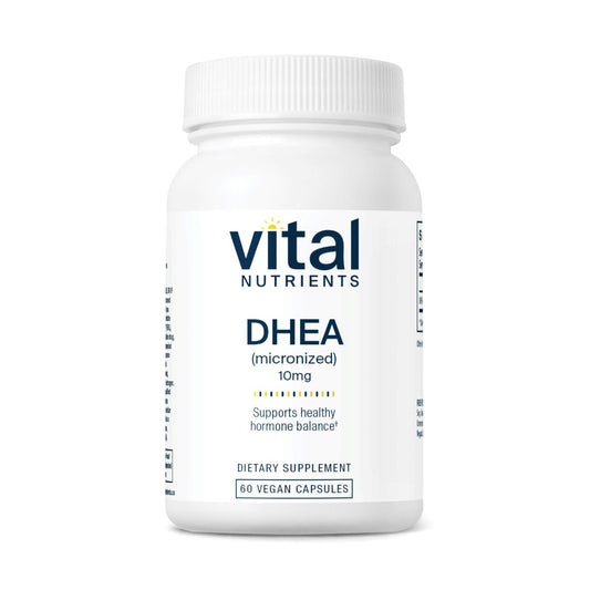 Vital Nutrients DHEA 10 mg – Veganes mikronisiertes DHEA-Präparat für Frauen und Männer – Unterstützt Hormonhaushalt und gesunden Zucker- und Mineralstoffwechsel – Gluten-, laktose- und sojafrei – 60 Kapseln
