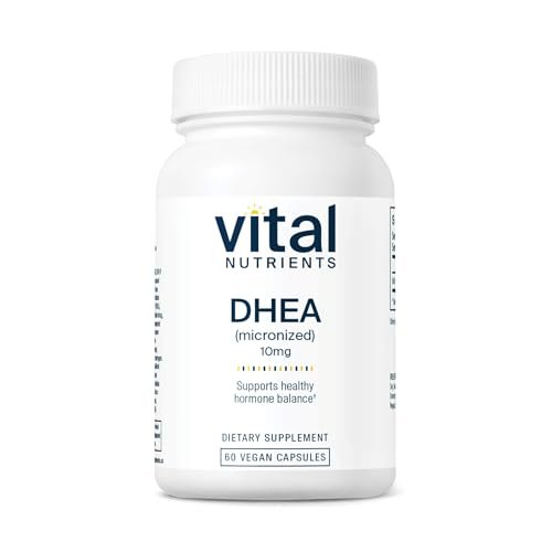 Vital Nutrients DHEA 10 mg – Veganes mikronisiertes DHEA-Präparat für Frauen und Männer – Unterstützt Hormonhaushalt und gesunden Zucker- und Mineralstoffwechsel – Gluten-, laktose- und sojafrei – 60 Kapseln
