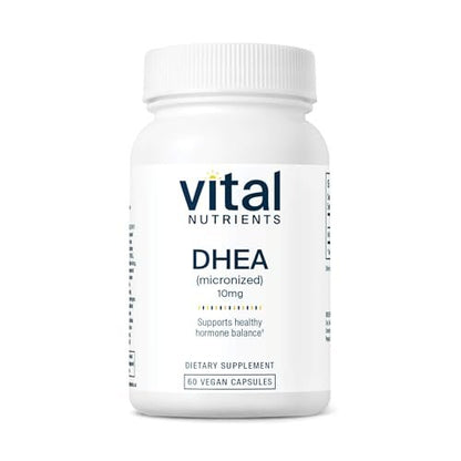 Vital Nutrients DHEA 10 mg – Veganes mikronisiertes DHEA-Präparat für Frauen und Männer – Unterstützt Hormonhaushalt und gesunden Zucker- und Mineralstoffwechsel – Gluten-, laktose- und sojafrei – 60 Kapseln