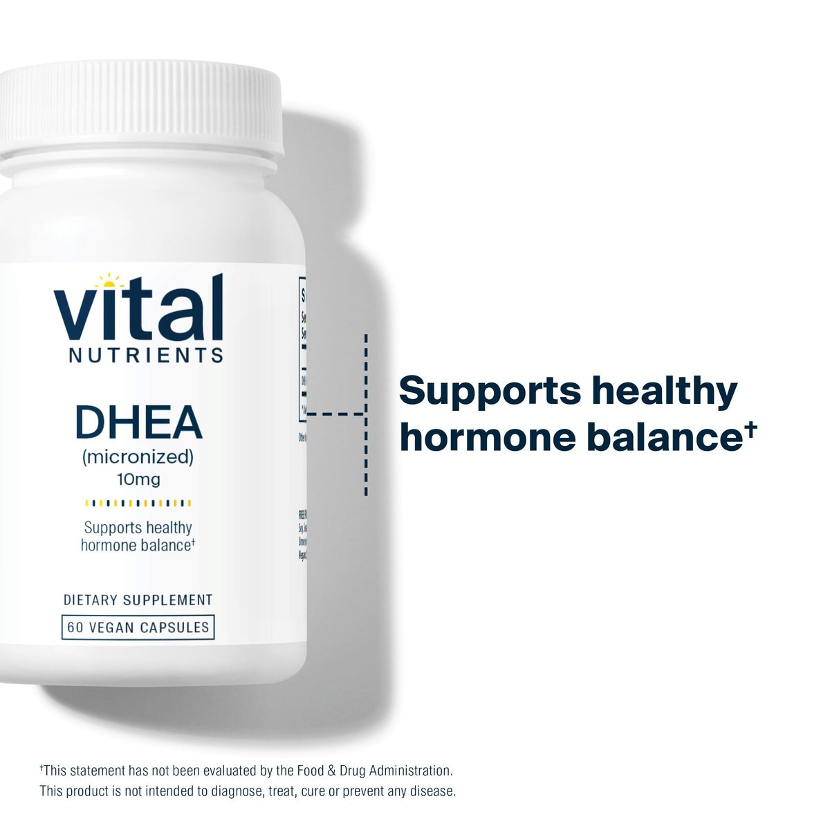 Vital Nutrients DHEA 10 mg – Veganes mikronisiertes DHEA-Präparat für Frauen und Männer – Unterstützt Hormonhaushalt und gesunden Zucker- und Mineralstoffwechsel – Gluten-, laktose- und sojafrei – 60 Kapseln