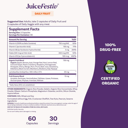 Natrol JuiceFestiv – Vitamine und Nahrungsergänzungsmittel für Ernährung und Wohlbefinden, Antioxidantien für die Zellgesundheit, 60 Kapseln (2er-Pack), bis zu 30 Tage Versorgung