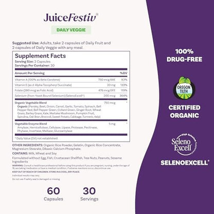 Natrol JuiceFestiv – Vitamine und Nahrungsergänzungsmittel für Ernährung und Wohlbefinden, Antioxidantien für die Zellgesundheit, 60 Kapseln (2er-Pack), bis zu 30 Tage Versorgung