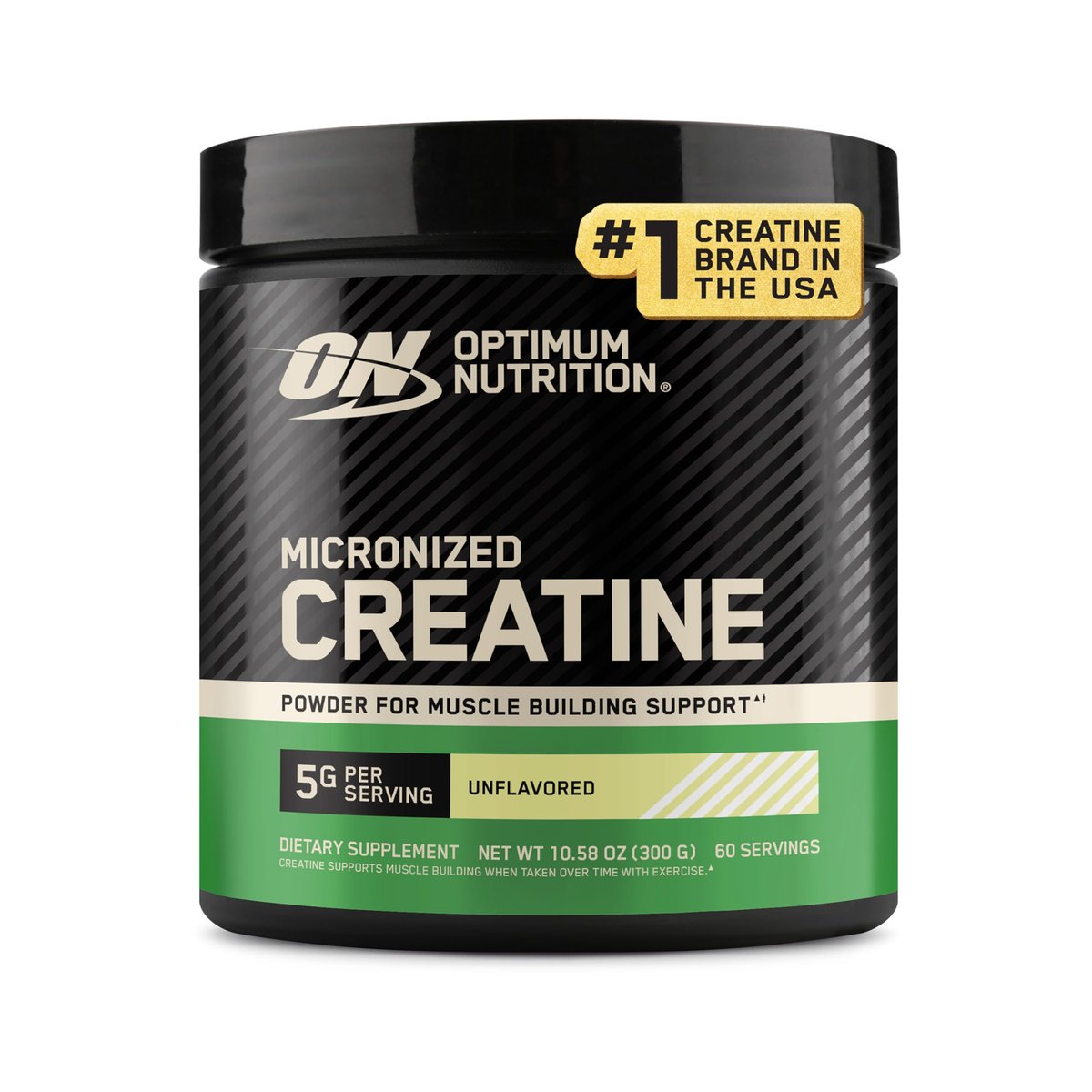 Optimum Nutrition Micronisiertes Kreatin-Monohydrat-Pulver, ungewürzt, 60 Portionen, 300 Gramm