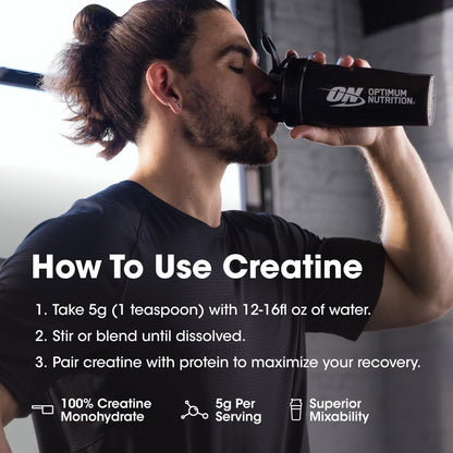 Optimum Nutrition Micronisiertes Kreatin-Monohydrat-Pulver, ungewürzt, 60 Portionen, 300 Gramm