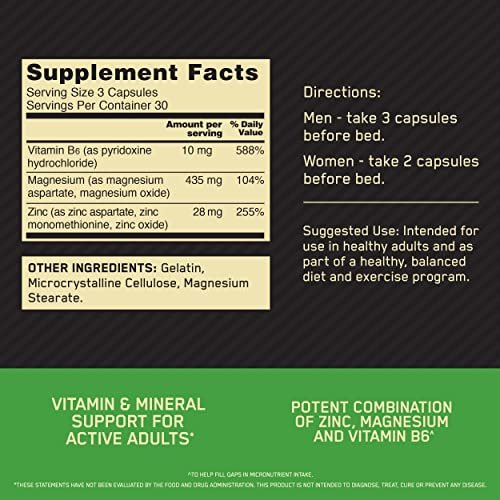 Optimum Nutrition Zink-Magnesium-Supplement für Männer und Frauen, 90 Kapseln – Muskelregeneration und Ausdauer