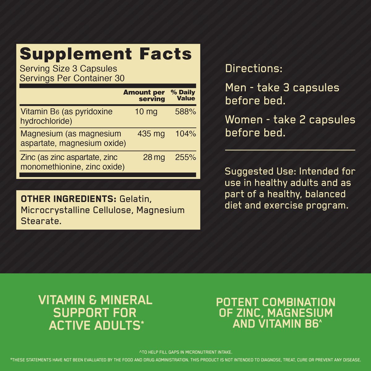 Optimum Nutrition Zink-Magnesium-Supplement für Männer und Frauen, 90 Kapseln – Muskelregeneration und Ausdauer