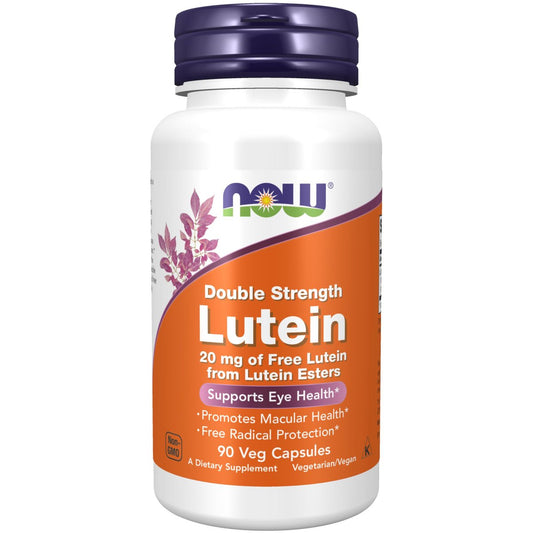 NOW Foods Lutein 20 mg mit freiem Lutein aus Luteinestern, 90 vegane Kapseln - Augen- und Sehkraft-Unterstützung