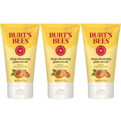 Burt's Bees Deep Cleansing Pore Scrub mit Pfirsich und Weidenrinde, 4 Unzen (3er-Pack)