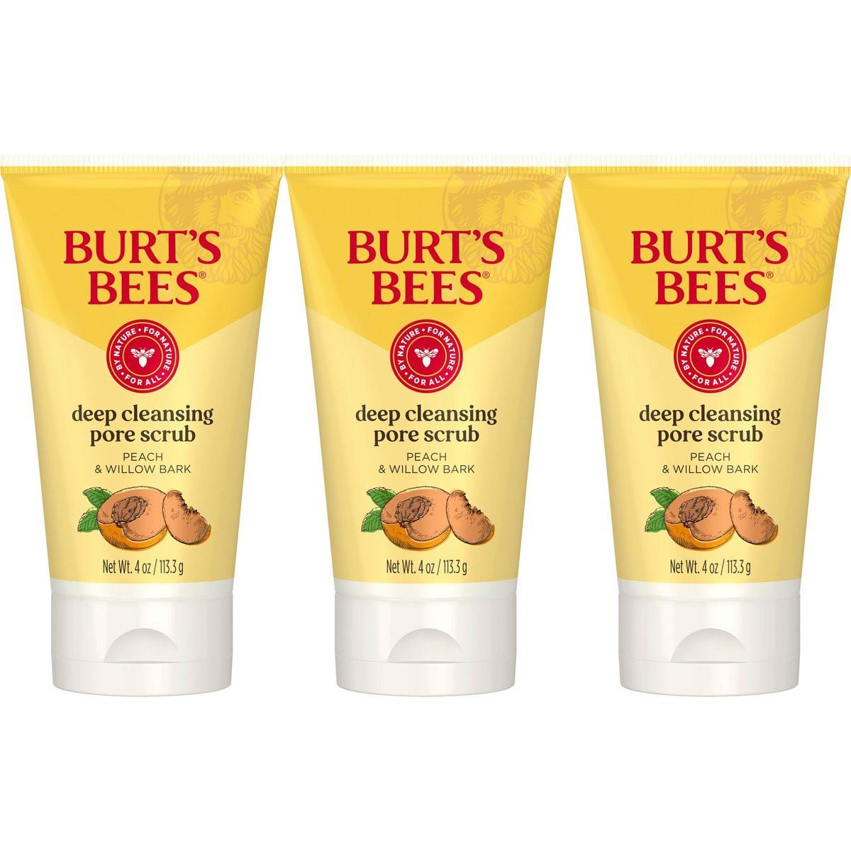 Burt's Bees Deep Cleansing Pore Scrub mit Pfirsich und Weidenrinde, 4 Unzen (3er-Pack)