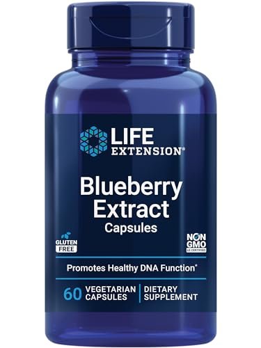 Life Extension Heidelbeerextrakt Kapseln – unterstützt kognitive & Gedächtnisgesundheit, hilft gesunde Cholesterinwerte zu erhalten, bekämpft oxidativen Stress, glutenfrei, nicht gentechnisch verändert, vegetarisch, 60 Kapseln