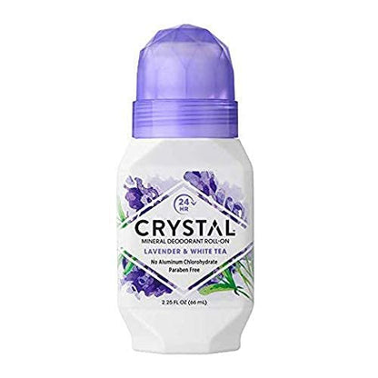 Crystal Essence Mineral-Deodorant Roll-On Lavendel & Weißer Tee 2,25 oz (6er-Pack) – Natürlicher Deodorant ohne Aluminium
