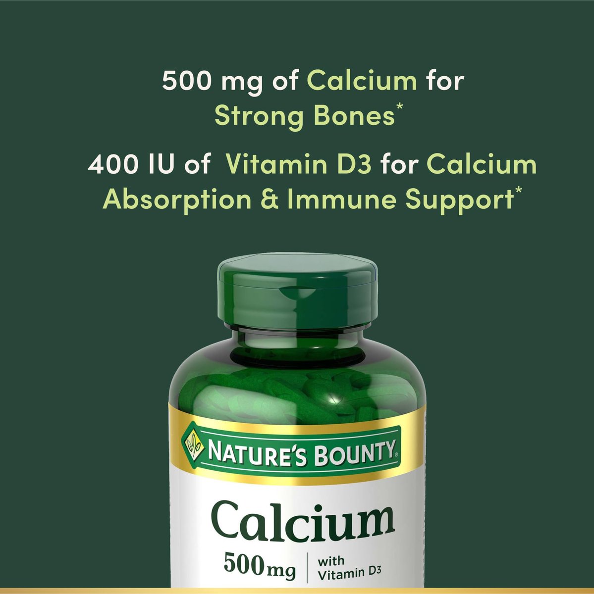 Nature's Bounty Calcium Plus 400 IU Vitamin D3 – 300 Tabletten für Knochen- und Immununterstützung