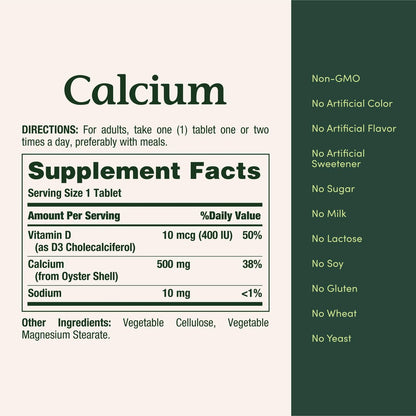 Nature's Bounty Calcium Plus 400 IU Vitamin D3 – 300 Tabletten für Knochen- und Immununterstützung