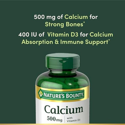 Nature's Bounty Calcium Plus 400 IU Vitamin D3 – 300 Tabletten für Knochen- und Immununterstützung