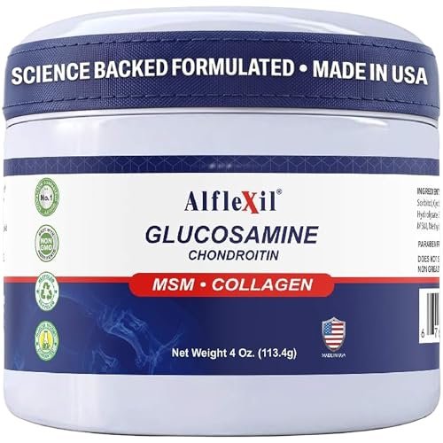 ALFLEXIL Glucosamin Plus Chondroitin Creme mit MSM & Kollagen – Unterstützt gesunde Gelenke, lindert Gelenk- und Muskelschmerzen, verbessert die Beweglichkeit, schnelle Absorption, spendet Feuchtigkeit, 118 ml