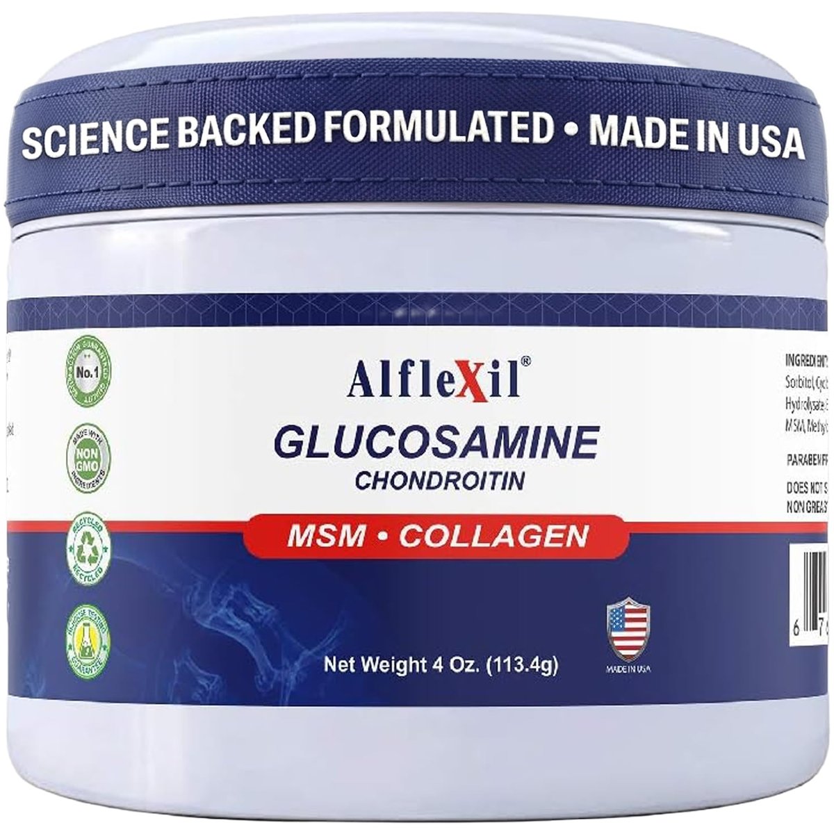 ALFLEXIL Glucosamin Plus Chondroitin Creme mit MSM & Kollagen – Unterstützt gesunde Gelenke, lindert Gelenk- und Muskelschmerzen, verbessert die Beweglichkeit, schnelle Absorption, spendet Feuchtigkeit, 118 ml