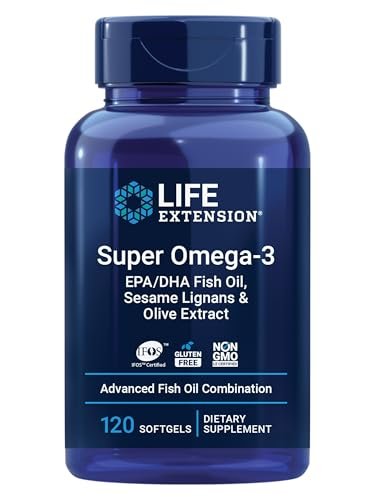 Life Extension Super Omega-3 EPA/DHA Fischöl mit Sesam-Lignanen & Olivenextrakt – Unterstützung für kognitive Gesundheit & Cholesterinspiegel, glutenfrei, nicht gentechnisch verändert, 120 Weichkapseln