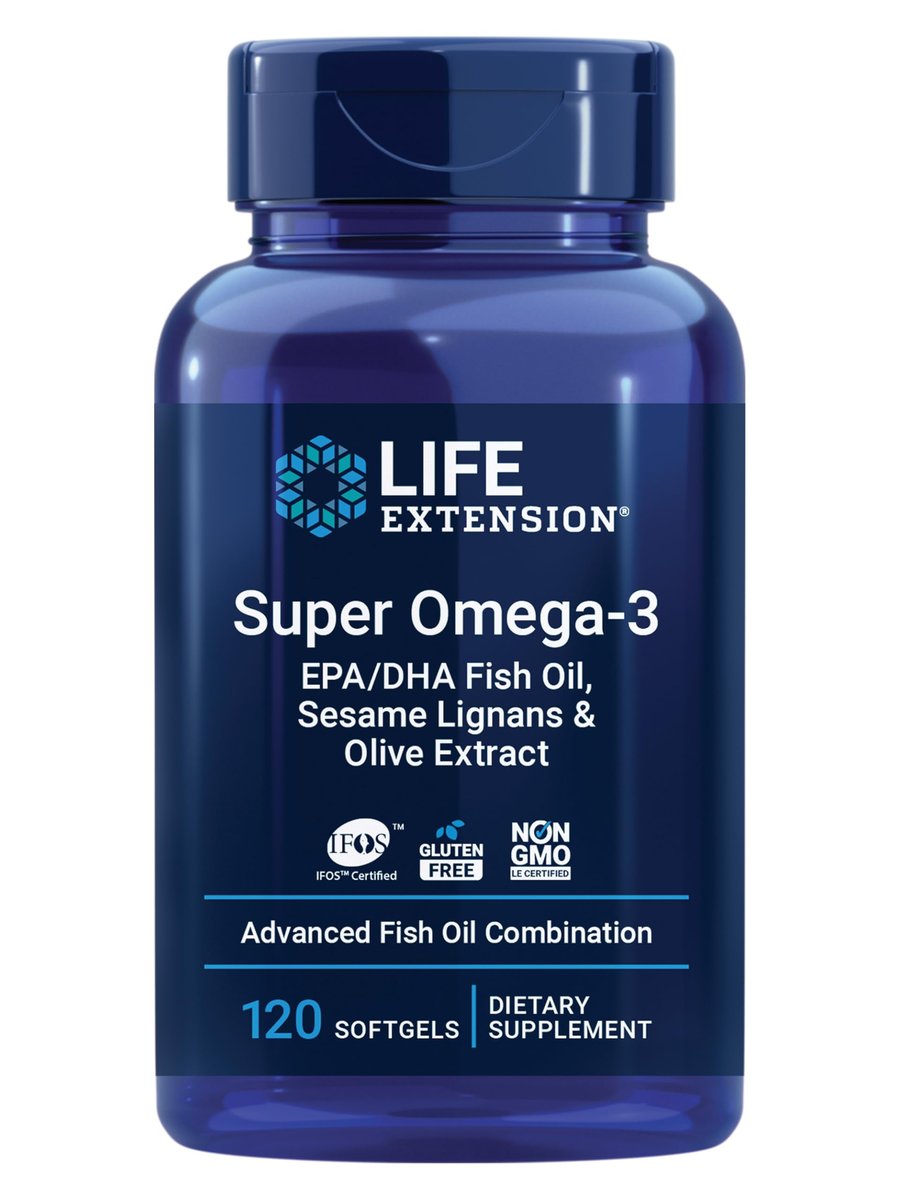 Life Extension Super Omega-3 EPA/DHA Fischöl mit Sesam-Lignanen & Olivenextrakt – Unterstützung für kognitive Gesundheit & Cholesterinspiegel, glutenfrei, nicht gentechnisch verändert, 120 Weichkapseln