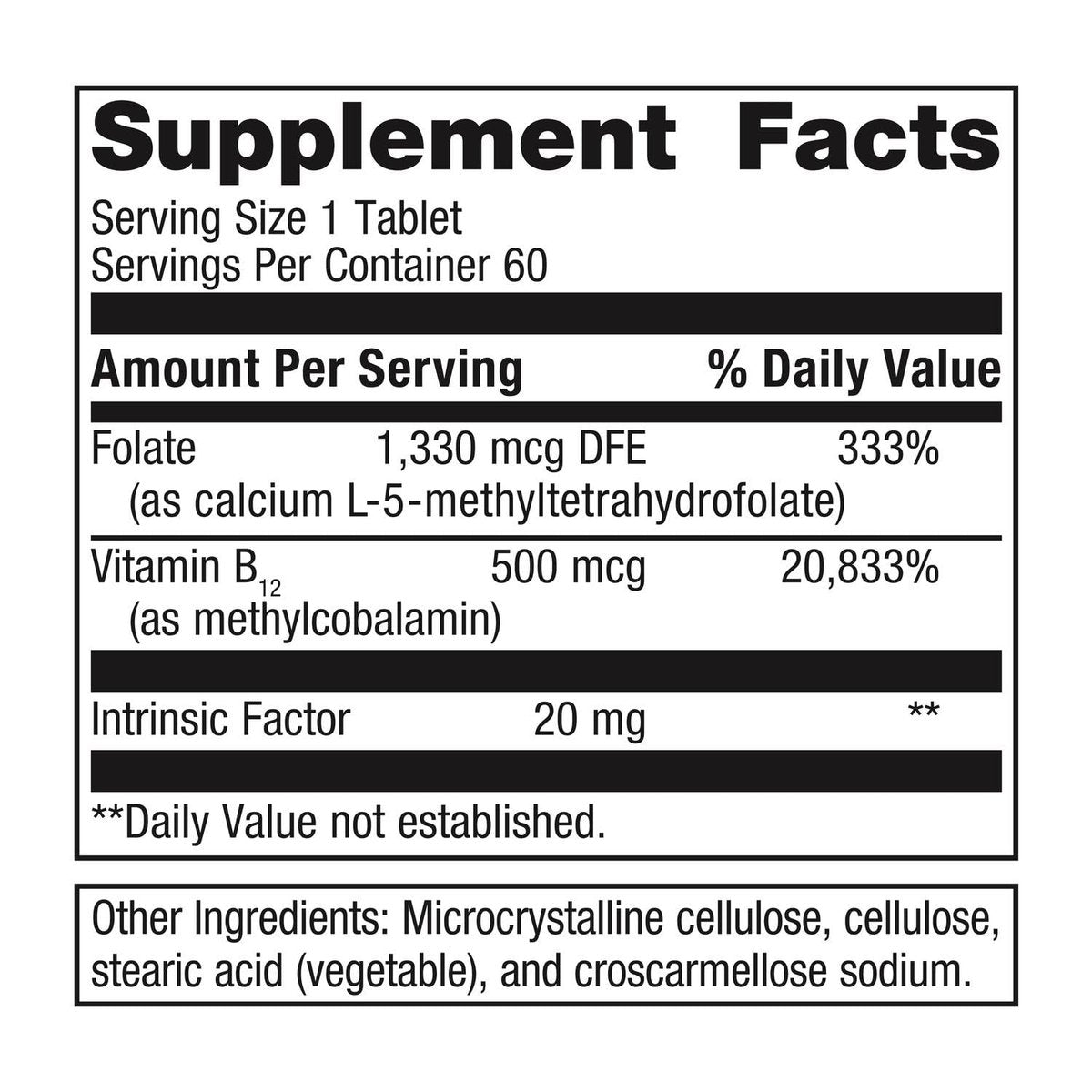 Metagenics Intrinsi Vitamin B12-Folat – mit Methylcobalamin, L-5-MTHF & Intrinsic Factor – Unterstützt Energiestoffwechsel, Nervensystem & Herzgesundheit – Non-GMO & glutenfrei – 60 Tabletten