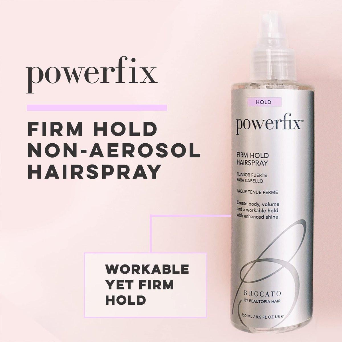 Brocato Powerfix Firm Hold Haarspray, 8,5 oz – Volumen-Haarspray für Textur & Lockenfixierung ohne Flocken oder Rückstände