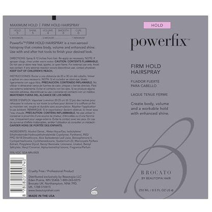 Brocato Powerfix Firm Hold Haarspray, 8,5 oz – Volumen-Haarspray für Textur & Lockenfixierung ohne Flocken oder Rückstände