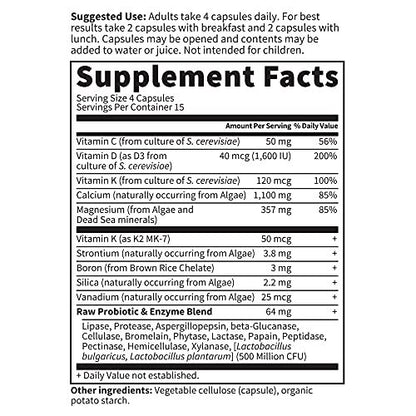 Garden of Life Raw Calcium – Nahrungsergänzungsmittel aus Vollwertkost mit Magnesium, Vitamin K2, D3 und C sowie Probiotika, 60 Kapseln