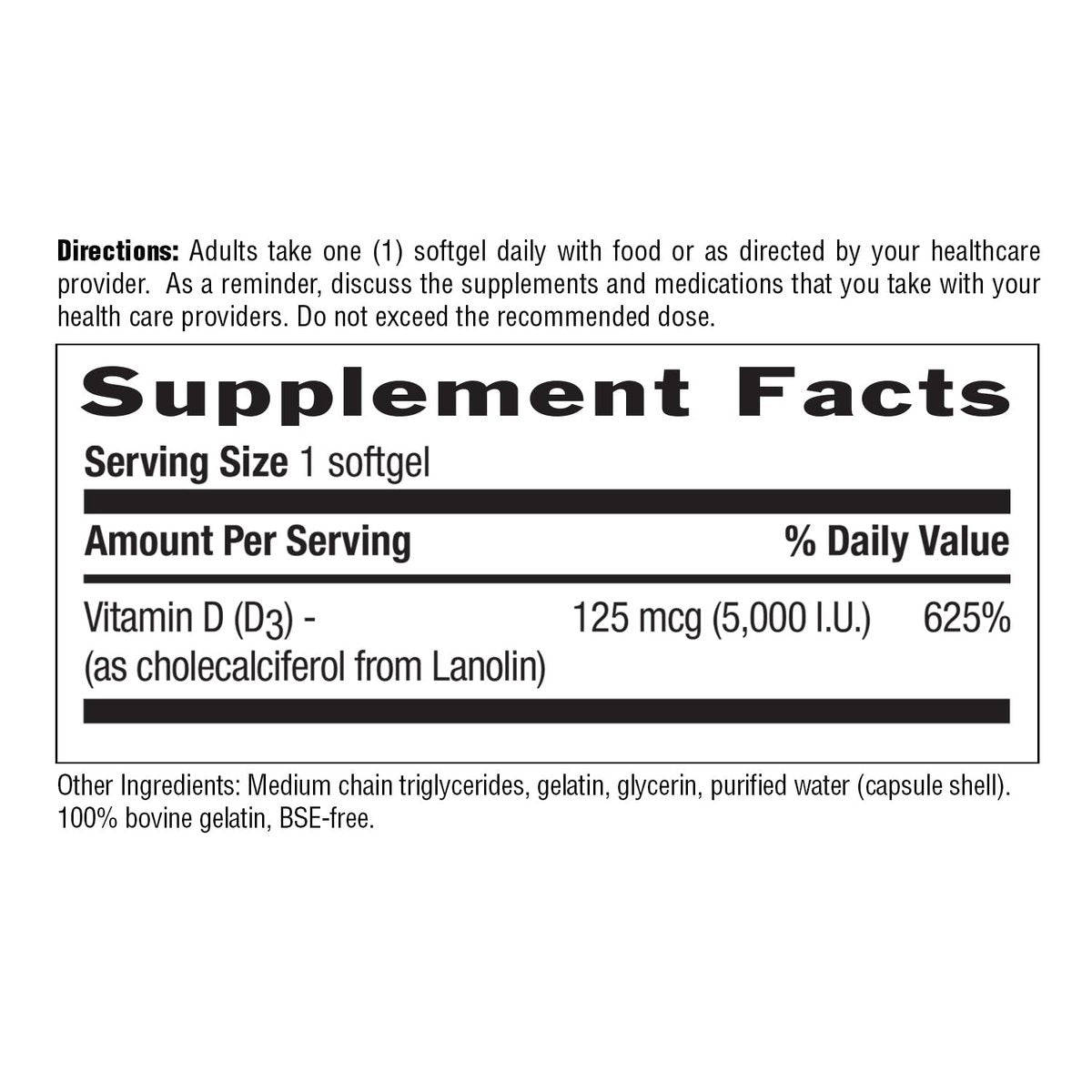 Country Life Vitamin D3 5000 IE – Hochdosiertes Vitamin D für Immunsystem, Knochengesundheit, Calciumaufnahme und Darmgesundheit – Nachhaltige Quelle aus Lanolin, verschiedene Stärken erhältlich