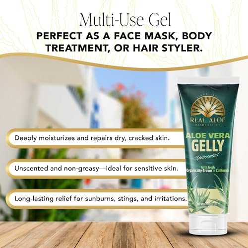 Real Aloe Aloe Vera Gelly (236 ml) | Bio-Innenblatt-Aloe für Gesicht, Haut & Haare | Ungiftig, nicht klebrig | After Sun & tägliche Feuchtigkeitspflege