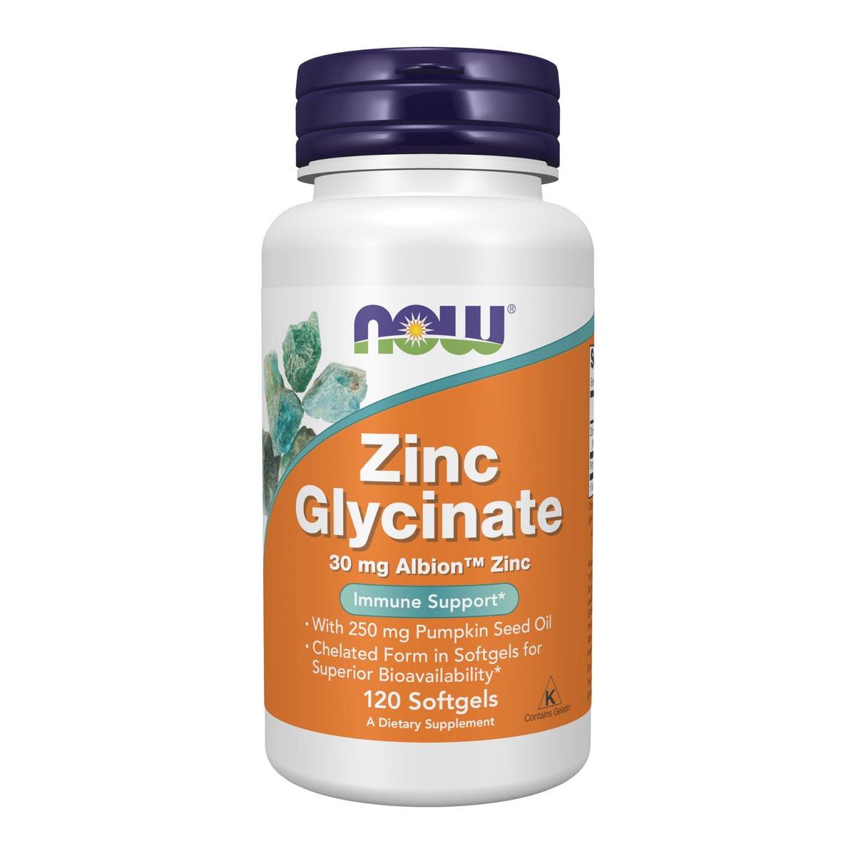 NOW Foods Zinkglycinat mit Kürbiskernöl – 120 Softgels für die Prostata-Gesundheit